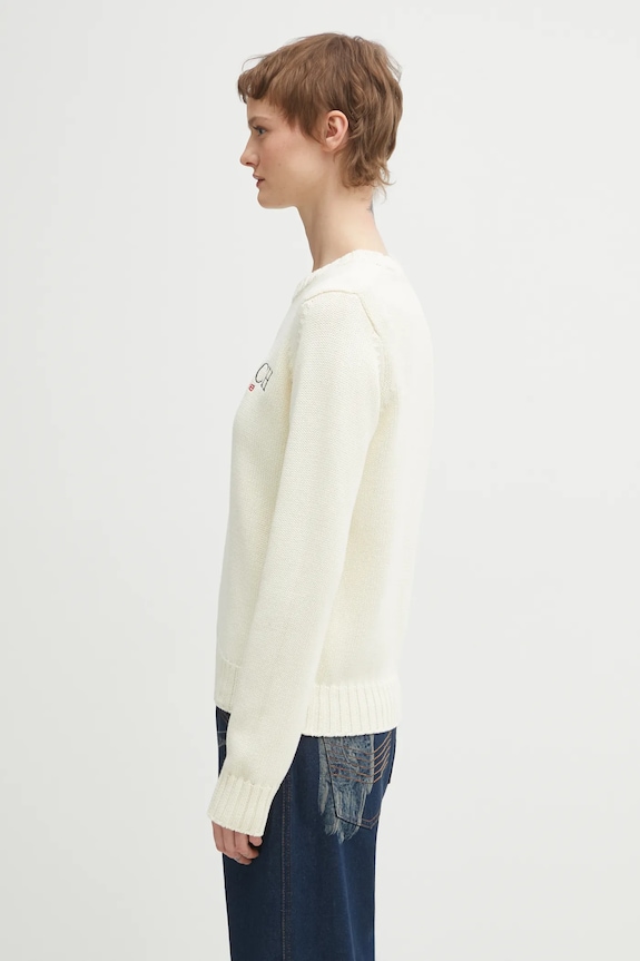 Хлопковый свитер Sporty & Rich S&R Nautical Knitted WS06563178WH37 бежевый AW25
