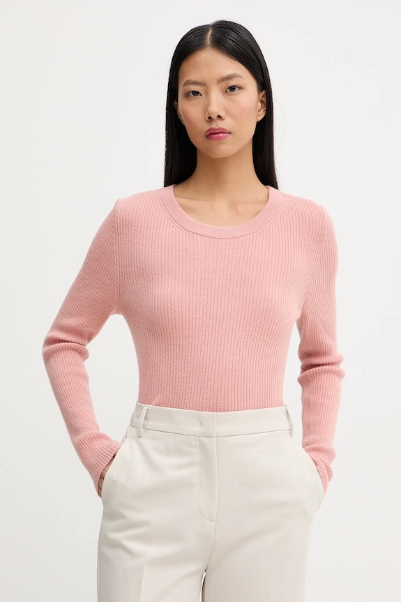 Marc O'Polo sweter z dodatkiem wełny okrągły pomarańczowy 5000006938