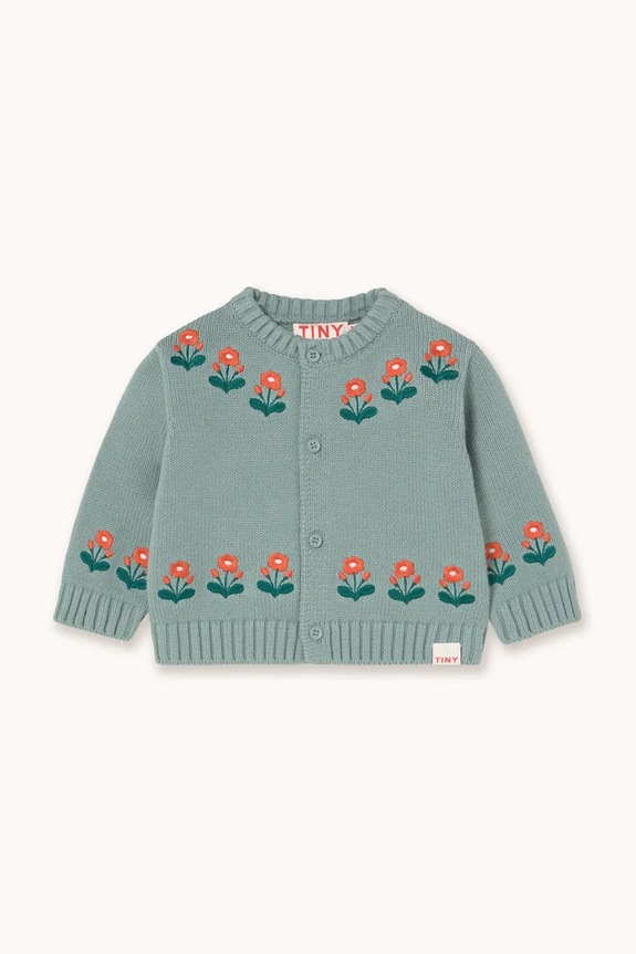 Kardigán pre bábätká Tinycottons FLOWERS BABY CARDIGAN Pre bábätká modrá AW25.103