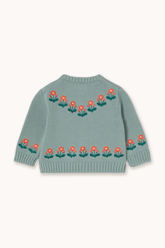 Kardigán pre bábätká Tinycottons FLOWERS BABY CARDIGAN AW25.103 modrá AW25