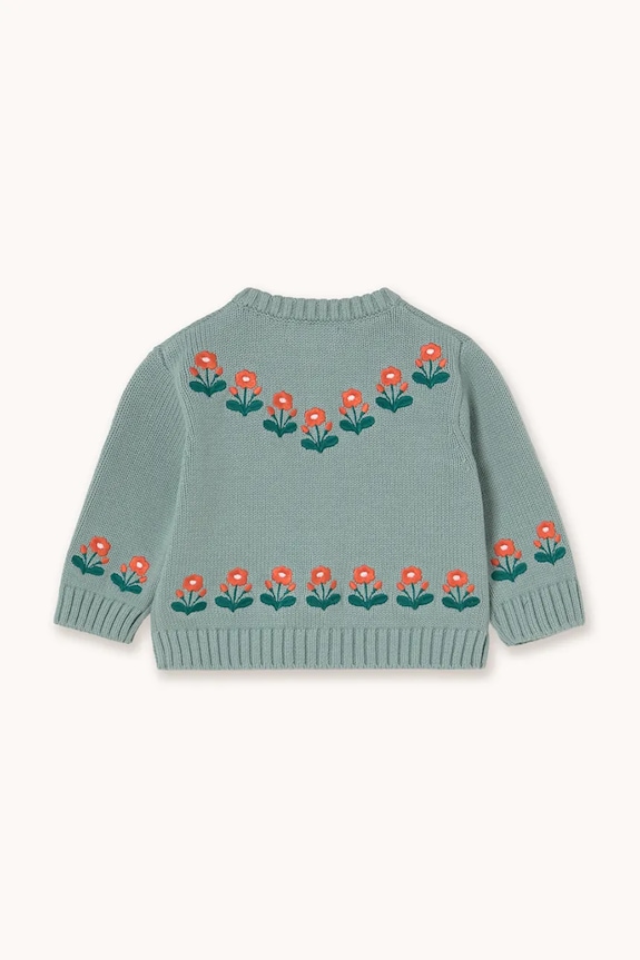 Kardigán pre bábätká Tinycottons FLOWERS BABY CARDIGAN AW25.103 modrá AW25
