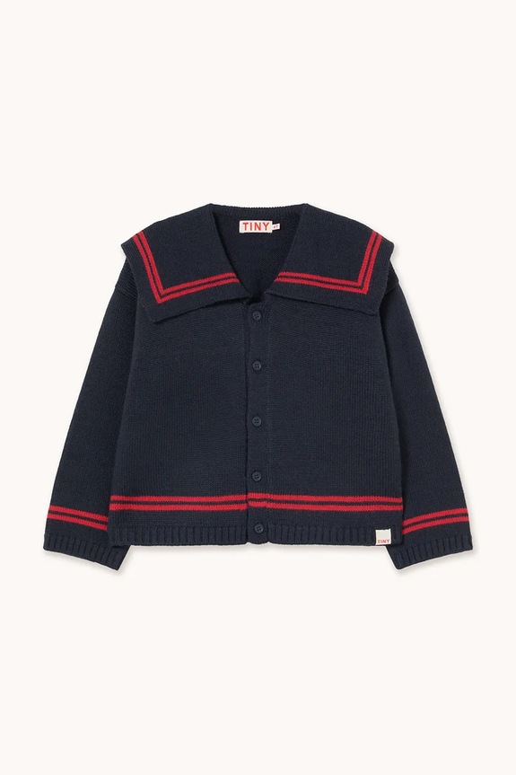 Tinycottons sweter dziecięcy STRIPES TINY CARDIGAN AW25.113 granatowy AW25