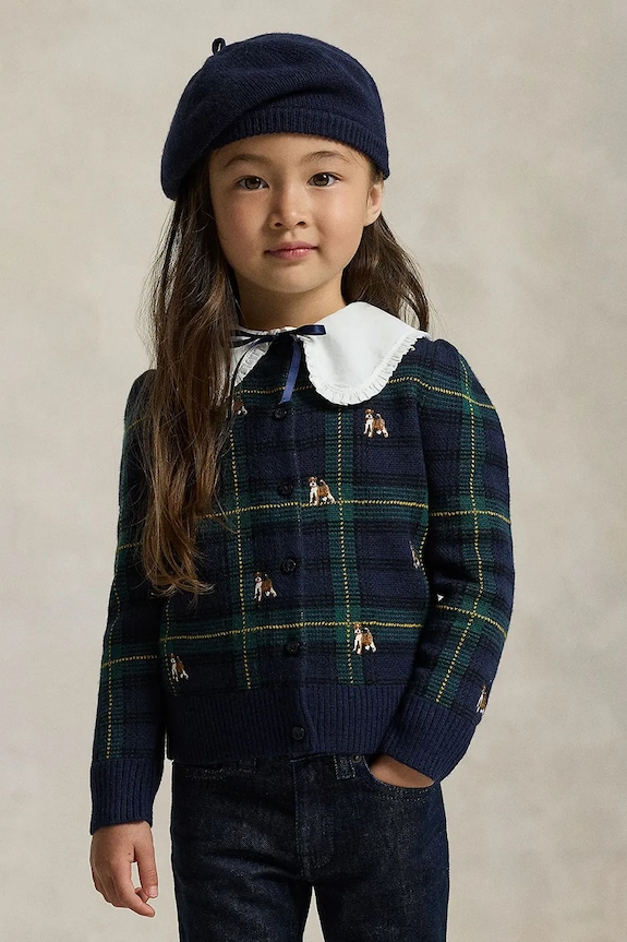 Detský vlnený sveter Polo Ralph Lauren stredne hrubá tmavomodrá 312978877001