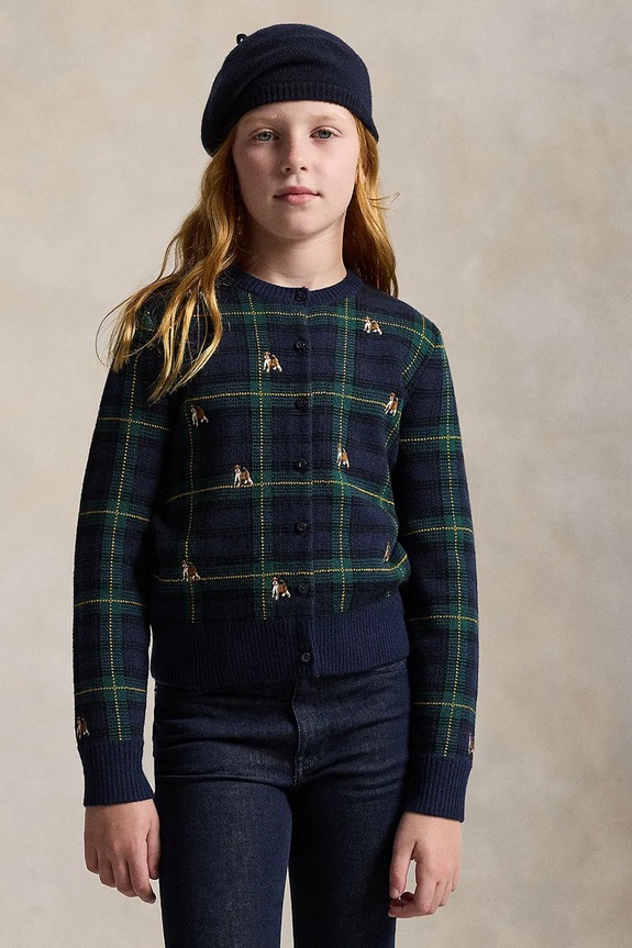 Detský vlnený sveter Polo Ralph Lauren stredne hrubá tmavomodrá 313978877001