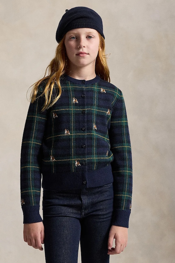 Detský vlnený sveter Polo Ralph Lauren stredne hrubá tmavomodrá 313978877001