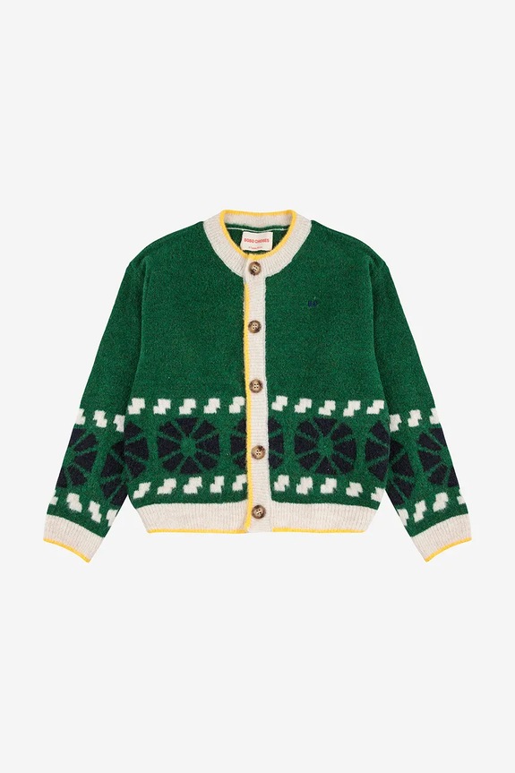 Bobo Choses cardigan con aggiunta di cotone bambini Kaleidoscope 225AC114 verde AW25