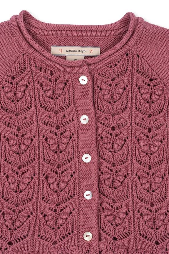 Dievča Detský bavlnený kardigan Konges Sløjd CABBY FRILL CARDIGAN GOTS KS103737.9BYA ružová