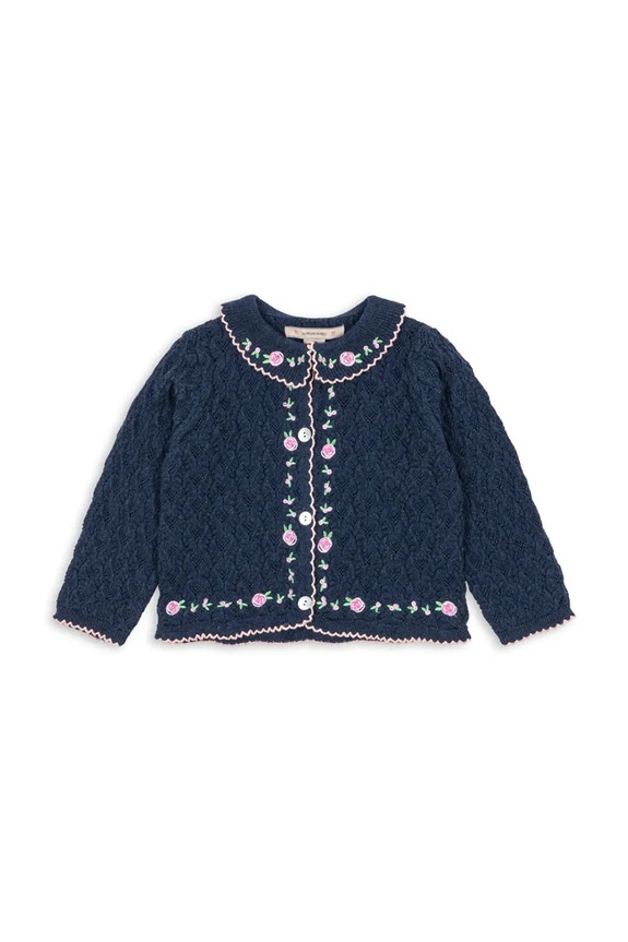 Кардиган для немовлят Konges Sløjd ROSIER CARDIGAN аплікація темно-синій KS103971.9BYA