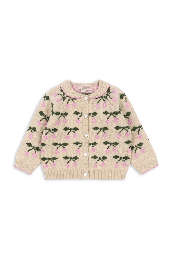 Παιδικό κάρδιγκαν Konges Sløjd BELOU KNIT COLLAR CARDIGAN μεσαίου πάχους μπεζ KS103712.9BYA