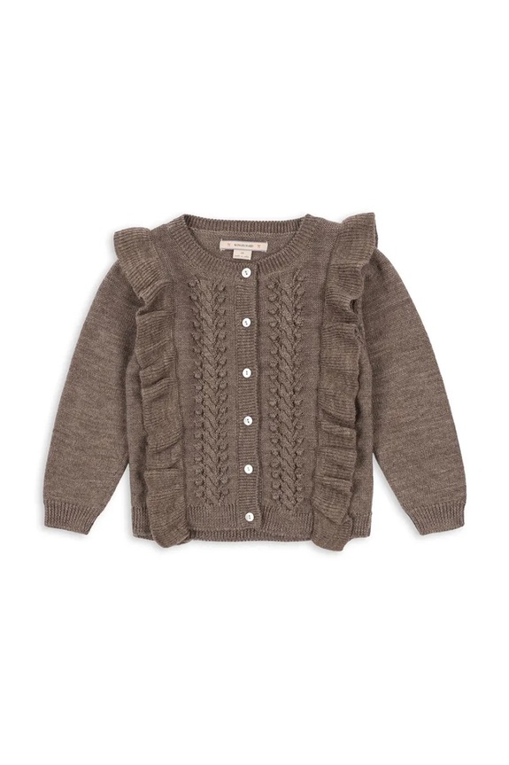 Παιδική μάλλινη ζακέτα Konges Sløjd FIOL FRILL CARDIGAN μαλλί καφέ KS103809.9BYA