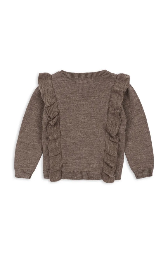 Παιδική μάλλινη ζακέτα Konges Sløjd FIOL FRILL CARDIGAN KS103809.9BYA καφέ AW25