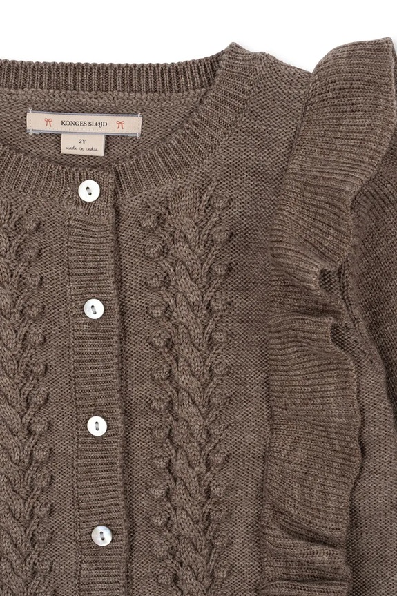Κοριτσίστικα Παιδική μάλλινη ζακέτα Konges Sløjd FIOL FRILL CARDIGAN KS103809.9BYA καφέ