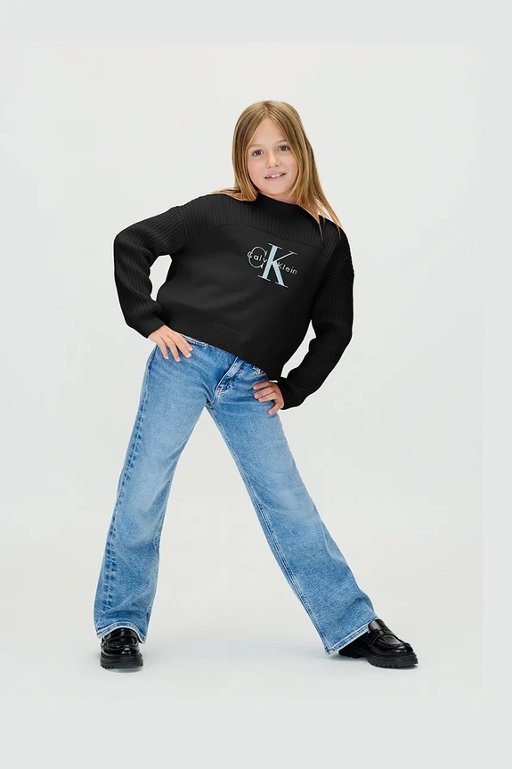 Calvin Klein Jeans pulover de bumbac pentru copii IG0IG03046.9BYA negru