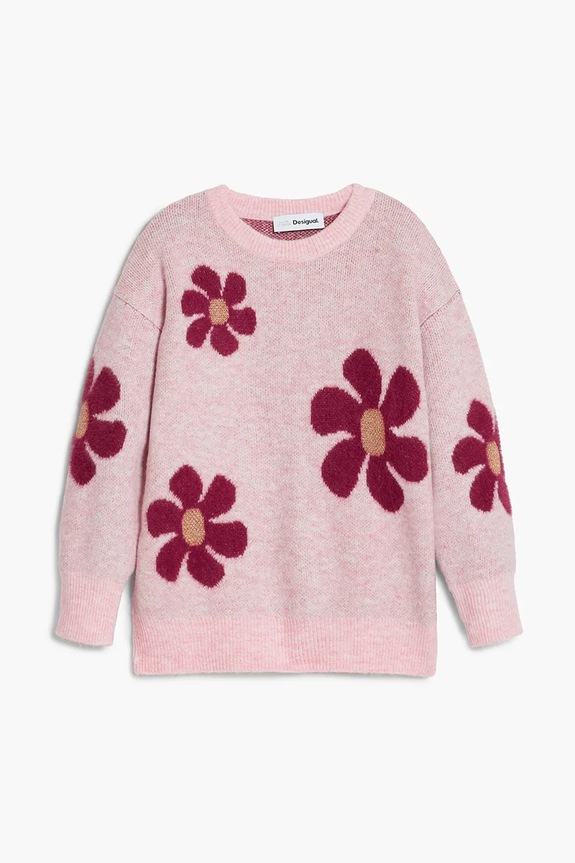 Desigual sweter z domieszką wełny dziecięcy z domieszką wełny różowy 25WGJF02