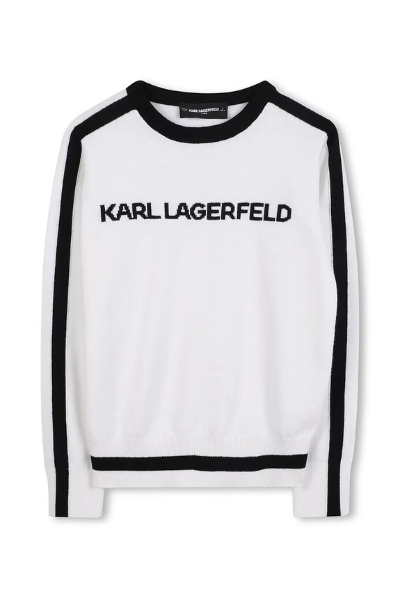 Karl Lagerfeld pulover pentru copii din amestec de cașmir Z30936.156.162 alb AW25