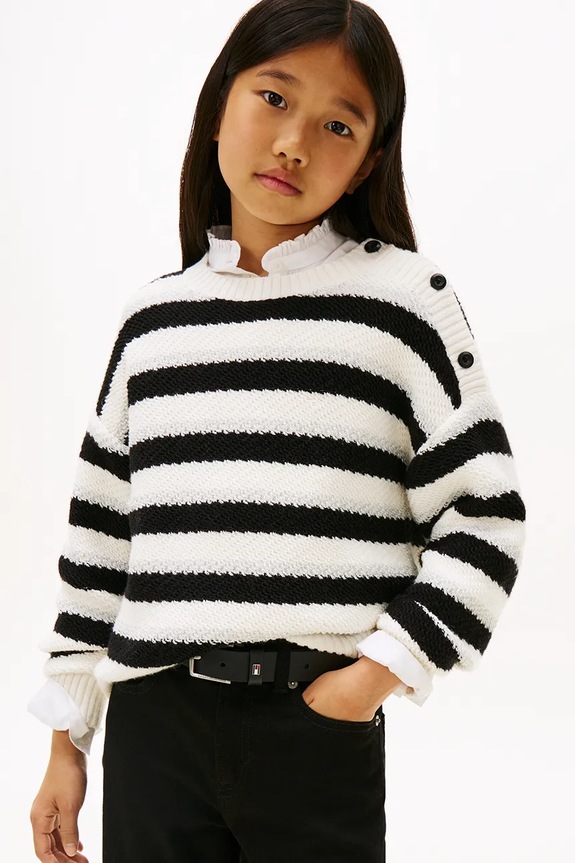 Detský sveter Tommy Hilfiger stredne hrubá biela KG0KG08843.9BYA