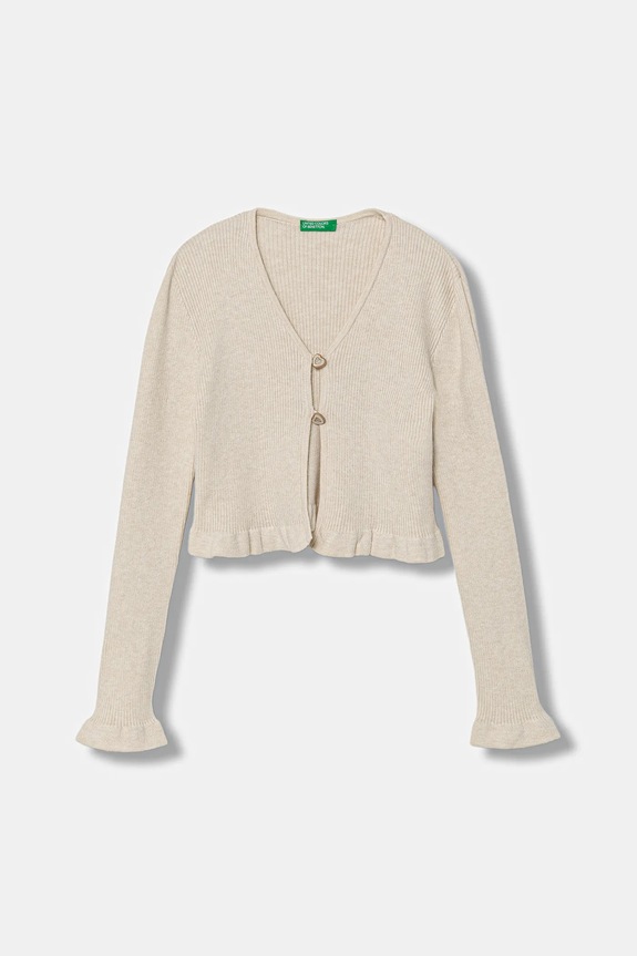 Dječji kardigan s dodatkom vune United Colors of Benetton bez uzorka bež 1J1CC601V.G.seasonal
