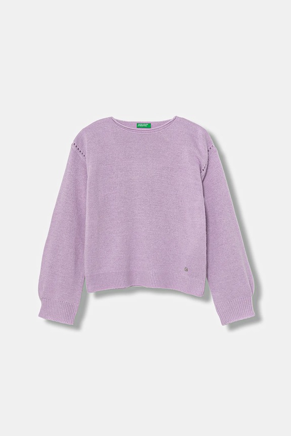 Dječji pulover s dodatkom vune United Colors of Benetton bez uzorka ljubičasta 126WC108Q.G.seasonal