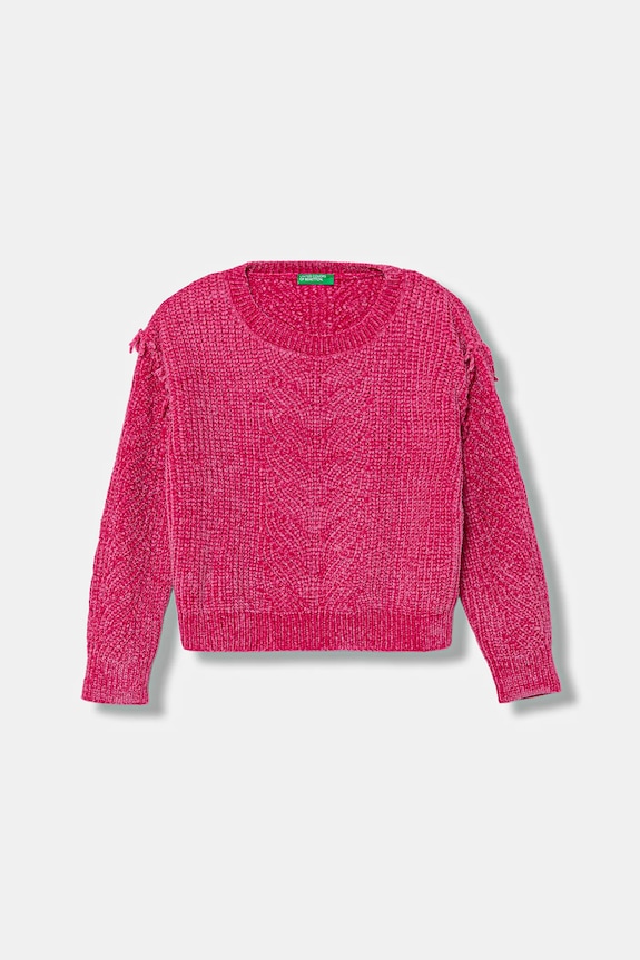 United Colors of Benetton maglione per bambini a maglia fine rosa 13HHC108W.G.seasonal
