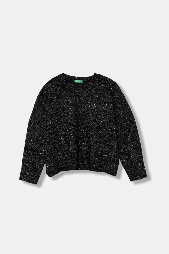 Dječji pulover s postotkom vune United Colors of Benetton Planet friendly crna 1VPUC108V.G.seasonal