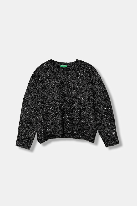 Dječji pulover s postotkom vune United Colors of Benetton Planet friendly crna 1VPUC108V.G.seasonal