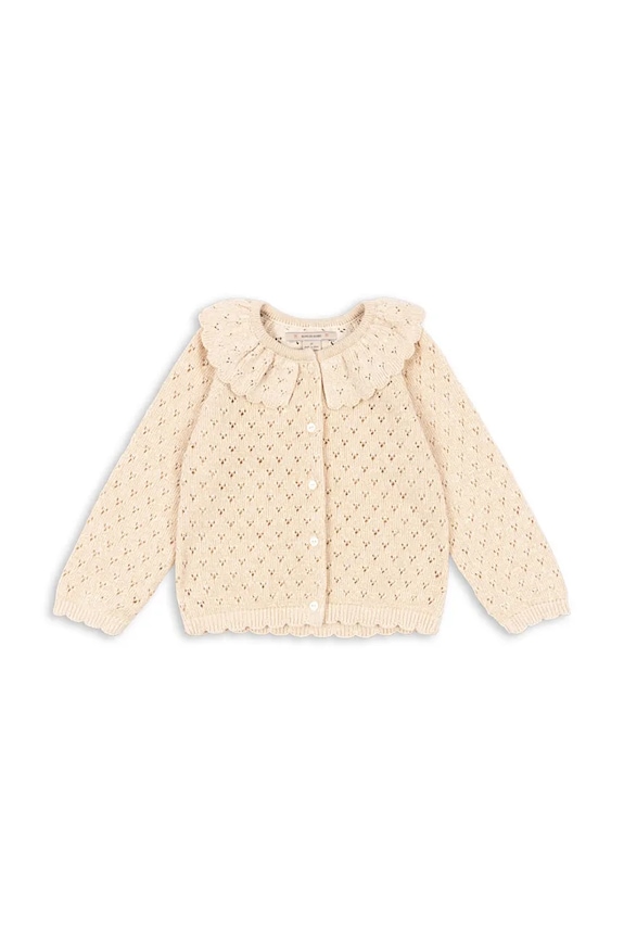 Konges Sløjd gyerek kardigán HOLIDAY KNIT CARDIGAN közepesen vastag bézs KS104314.9BYA