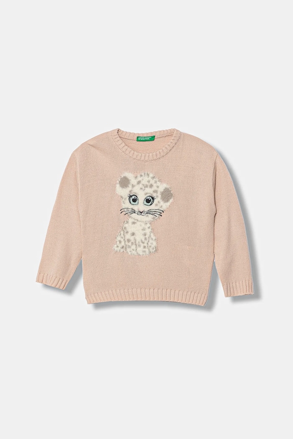 United Colors of Benetton maglione per bambini a maglia fine rosa 13DZG1013.P.Seasonal