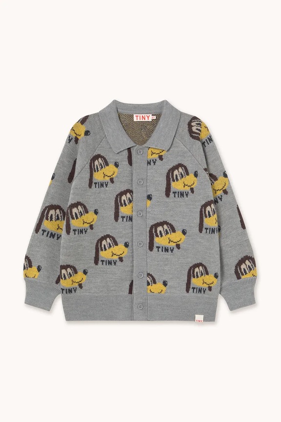 Tinycottons kardigan dziecięcy DOGS CARDIGAN średniej grubości szary AW25.095