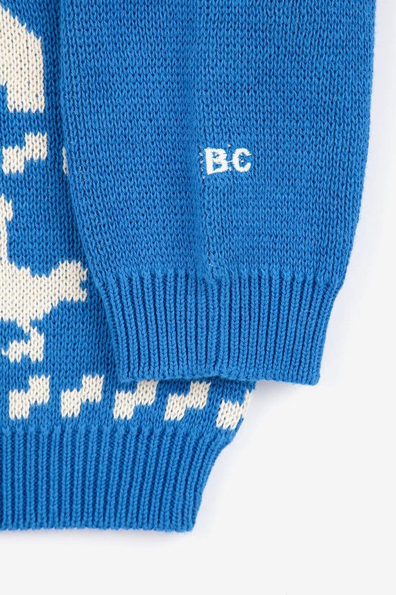 Βρεφικό βαμβακερό πουλόβερ Bobo Choses Farm jaquard 225AB100 μπλε