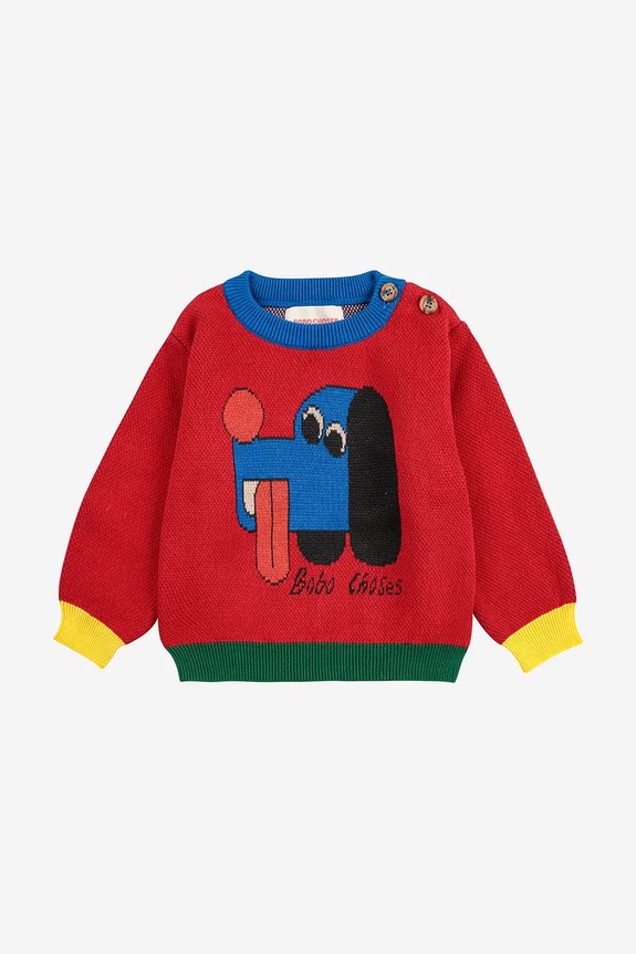 Бавовняний светр для немовлят Bobo Choses Doggy Mate 225AB121 червоний AW25
