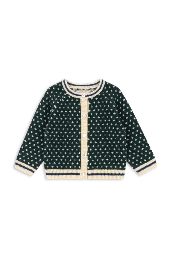 Konges Sløjd gyerek kardigán BILLI KNIT CARDIGAN közepesen vastag zöld KS103726.9BYA