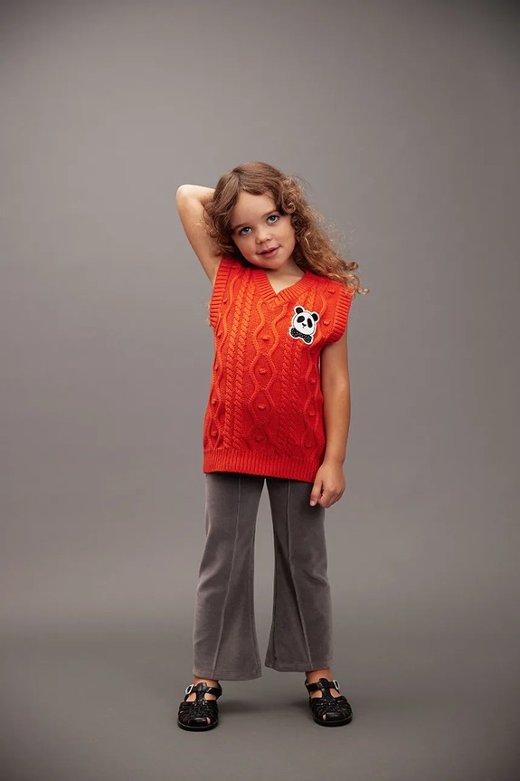 Mini Rodini kamizelka bawełniana dziecięca Panda 25720124 czerwony