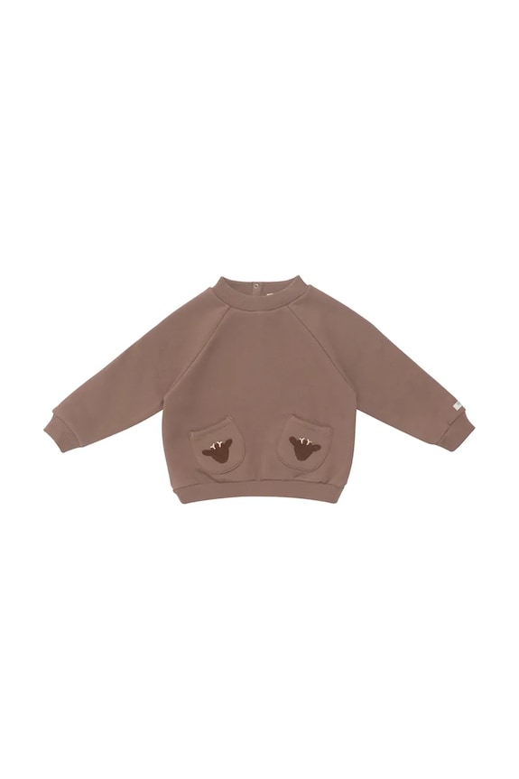 Donsje hanorac de bumbac pentru bebelusi Foppe Sweater Stags 3042102 maro AW25