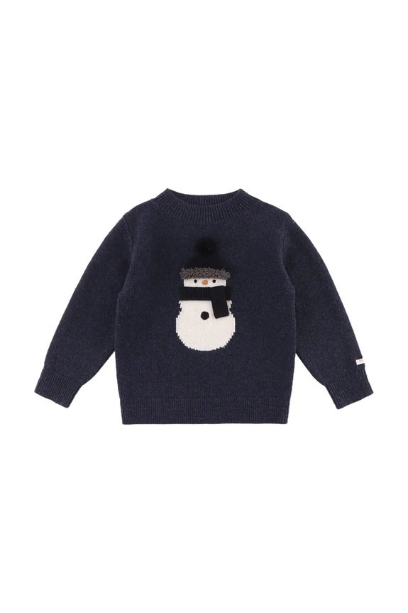 Donsje pulover de lână pentru bebeluși Denn Merino Wool Sweater Snowman 4083507 bleumarin AW25