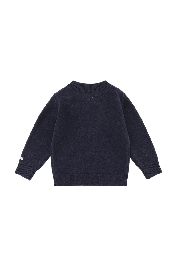 Băieți Donsje pulover de lână pentru bebeluși Denn Merino Wool Sweater Snowman 4083507 bleumarin