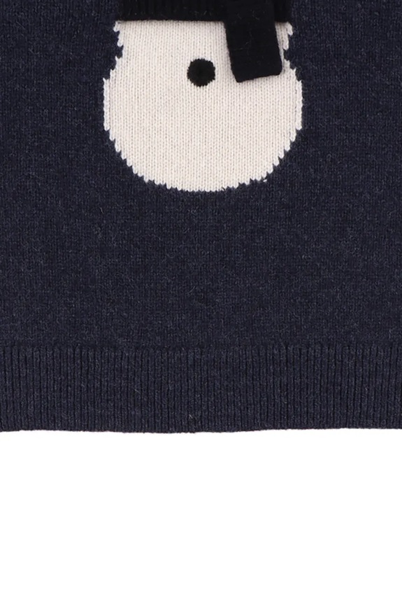 Donsje pulover de lână pentru bebeluși Denn Merino Wool Sweater Snowman 4083507 bleumarin