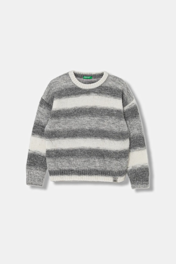 Detský sveter s prímesou vlny United Colors of Benetton stredne hrubá sivá 16PWQ109T.G.Seasonal