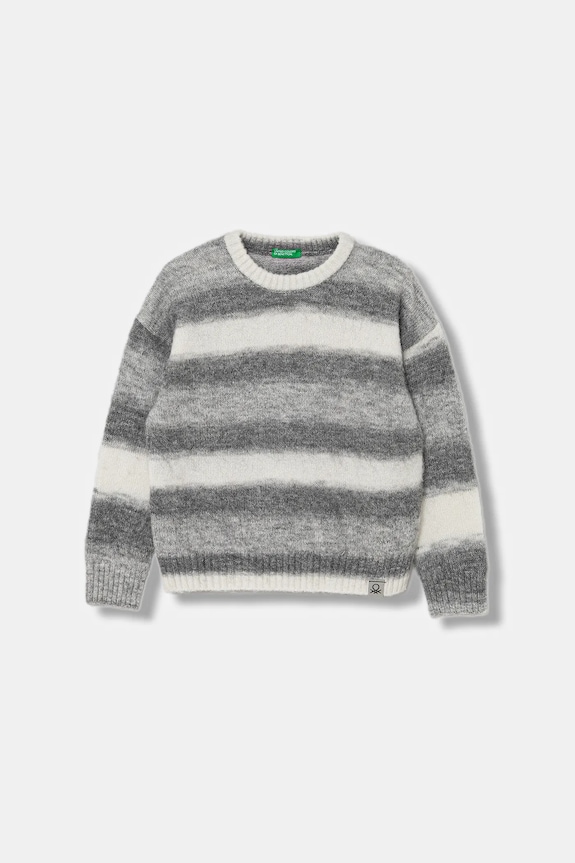 Detský sveter s prímesou vlny United Colors of Benetton stredne hrubá sivá 16PWQ109T.G.Seasonal
