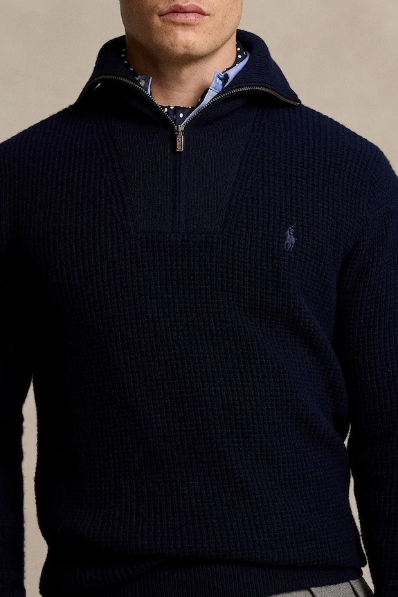 Вовняний светр Polo Ralph Lauren темно-синій 710941101