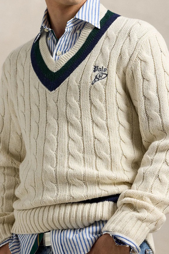 Polo Ralph Lauren maglione con aggiunta di cachemire beige 710970656