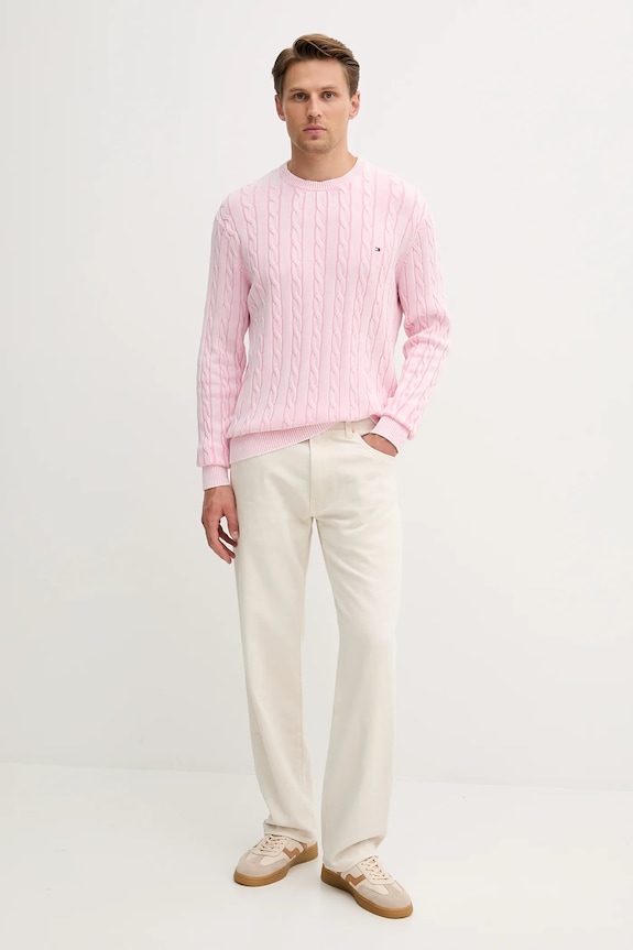 Tommy Hilfiger sweter bawełniany MW0MW39524 różowy AW25