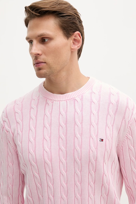 Tommy Hilfiger sweter bawełniany różowy MW0MW39524