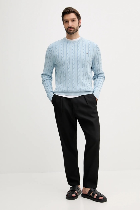 Tommy Hilfiger sweter bawełniany MW0MW39524 niebieski AW25