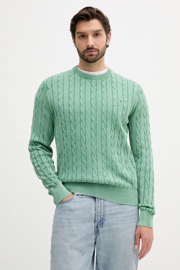 Bavlnený sveter Tommy Hilfiger bavlna zelená MW0MW39524
