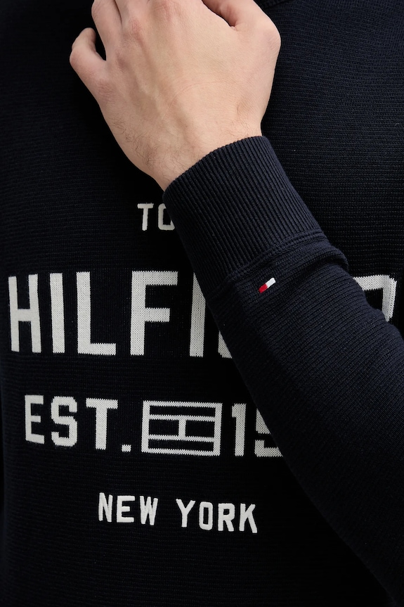 Tommy Hilfiger sweter bawełniany MW0MW39533 granatowy