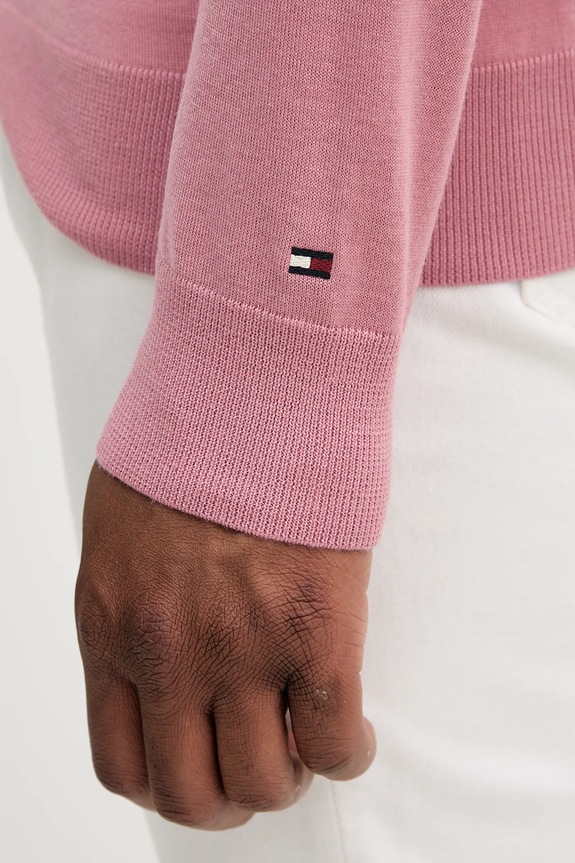 Tommy Hilfiger sweter wełniany MW0MW39775 różowy