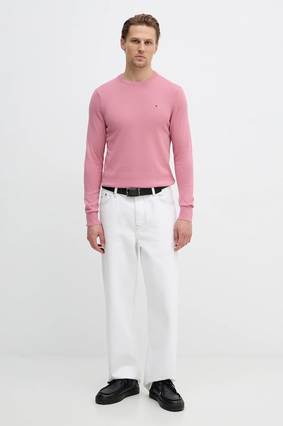 Bavlněný svetr Tommy Hilfiger MW0MW39999 růžová SS26