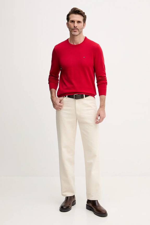 Tommy Hilfiger pulover de bumbac MW0MW39999 rosu SS26