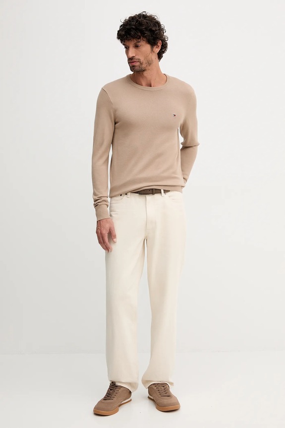 Tommy Hilfiger sweter bawełniany MW0MW39999 beżowy SS26