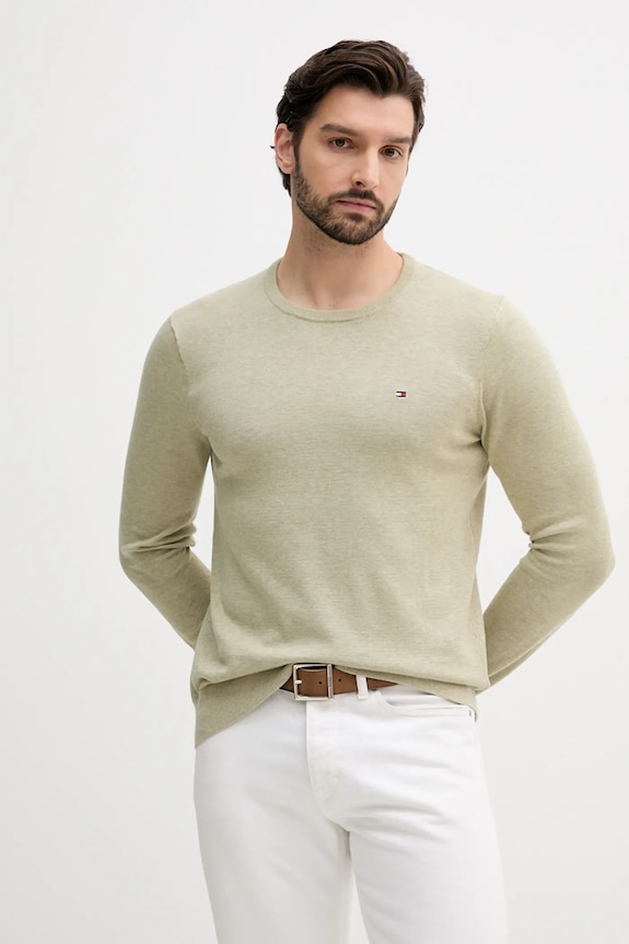 Bavlnený sveter Tommy Hilfiger bavlna zelená MW0MW39999